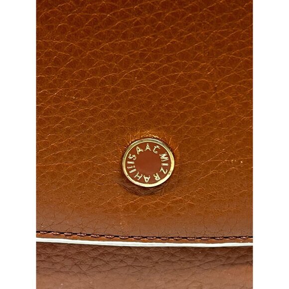 Isaac Mizrahi Crossbody Saddle Bag Leather & Faux Leather Brown &‎ White - Picture 2 of 12